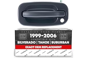 T1A Exterior Front Driver Door Handle - Compatible with 1999-2006 Chevrolet Silverado, 02-06 Avalanche, Suburban, Tahoe; 1999-2006 GMC Sierra, Yukon - Textured Black, OEM 15034985 77261