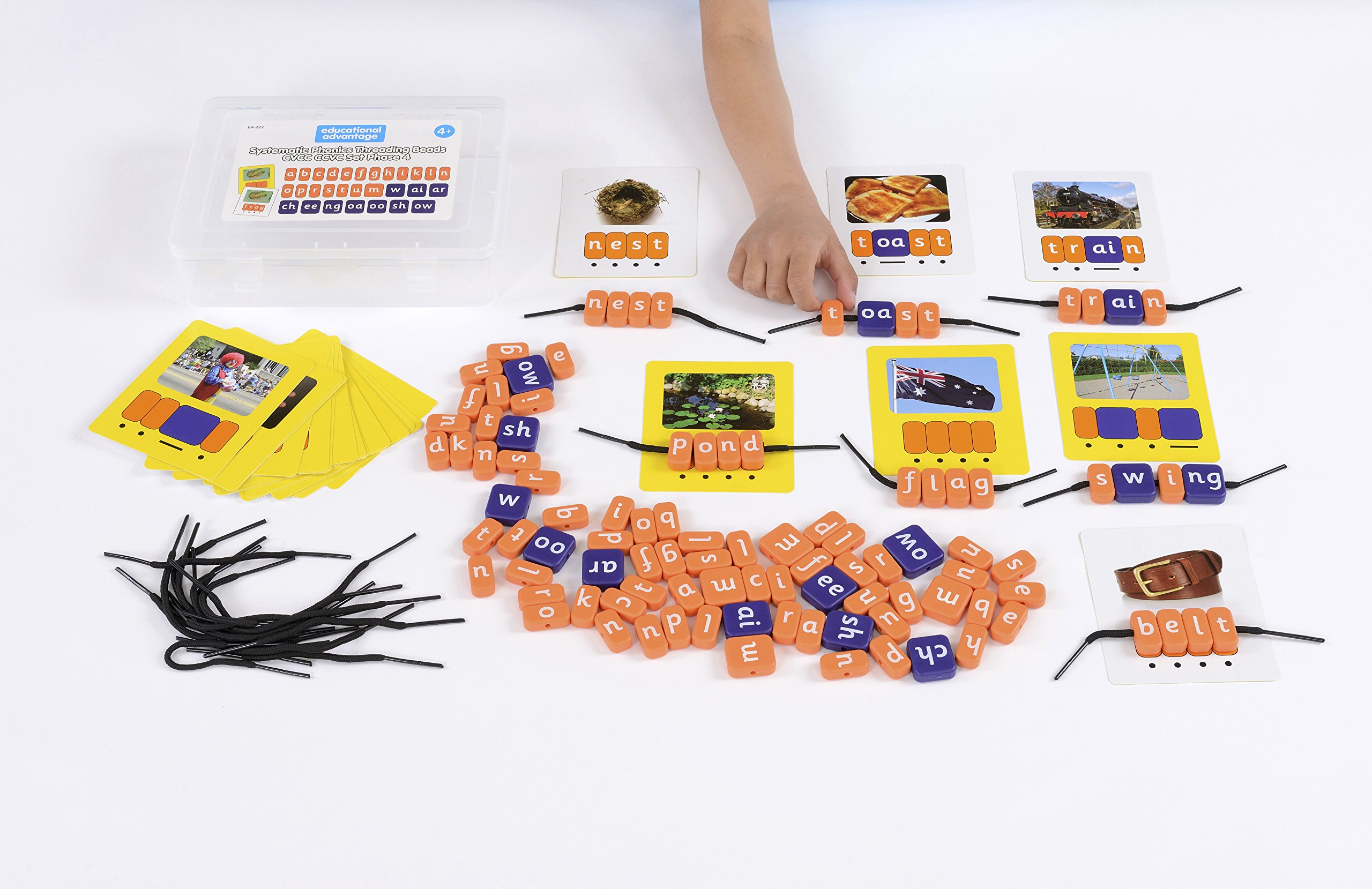 Educational Advantage EA-222 Systematic Phonics Lacing Beads Range, CVCC/CCVC Set