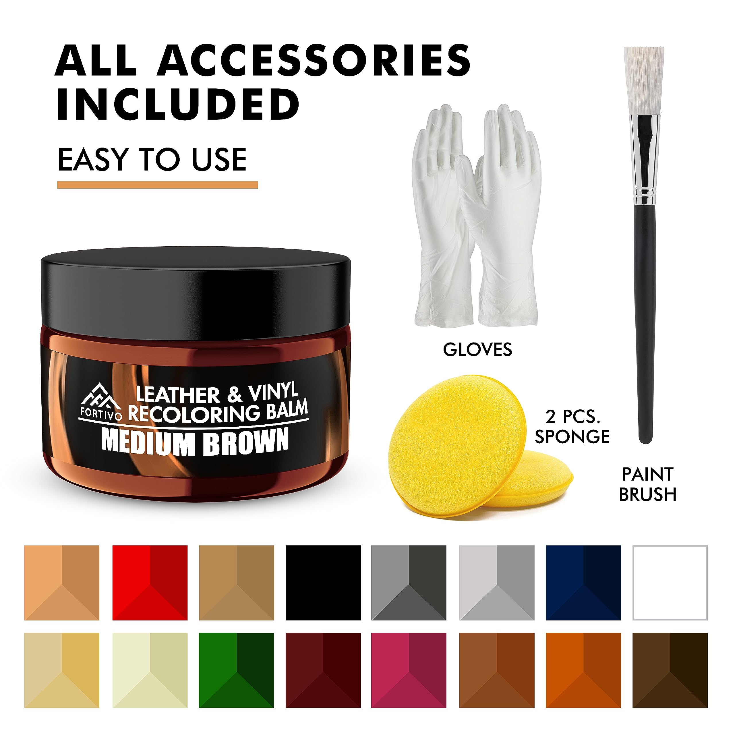 FORTIVO Leather Recoloring Balm, Leather Color Restorer, Leather