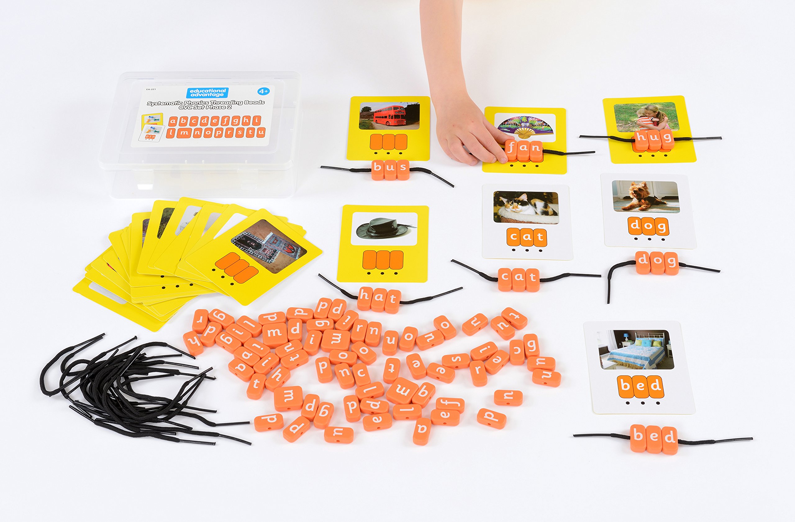Educational Advantage EA-221 Systematic Phonics Lacing Beads Range, CVC Set
