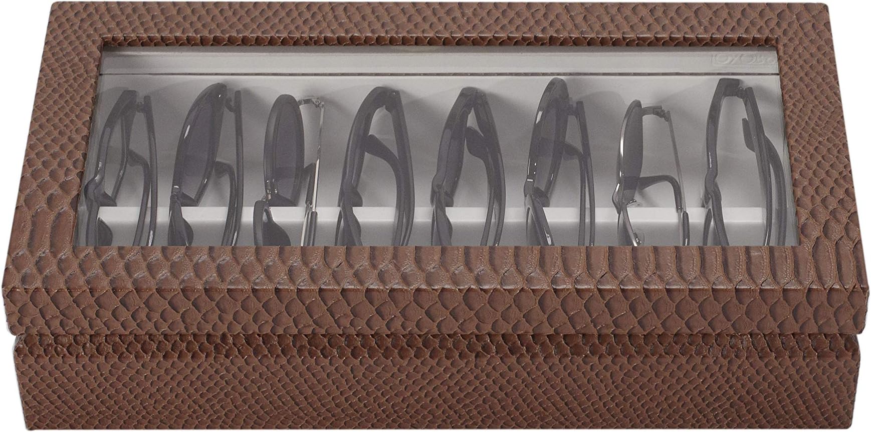 Maxi Luxury Eyewear Organizer, Wood Box for Glasses + Sunglasses, Exotic Print Collection