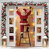 Christmas Door Covers for Front Door, Funny Santa Christmas Door Banner Cover Large Holiday Office Outdoor Indoor Decor Backdrop with Fabric Hanging Santa Sign Festive Humor Decor Xmas Party Supplies