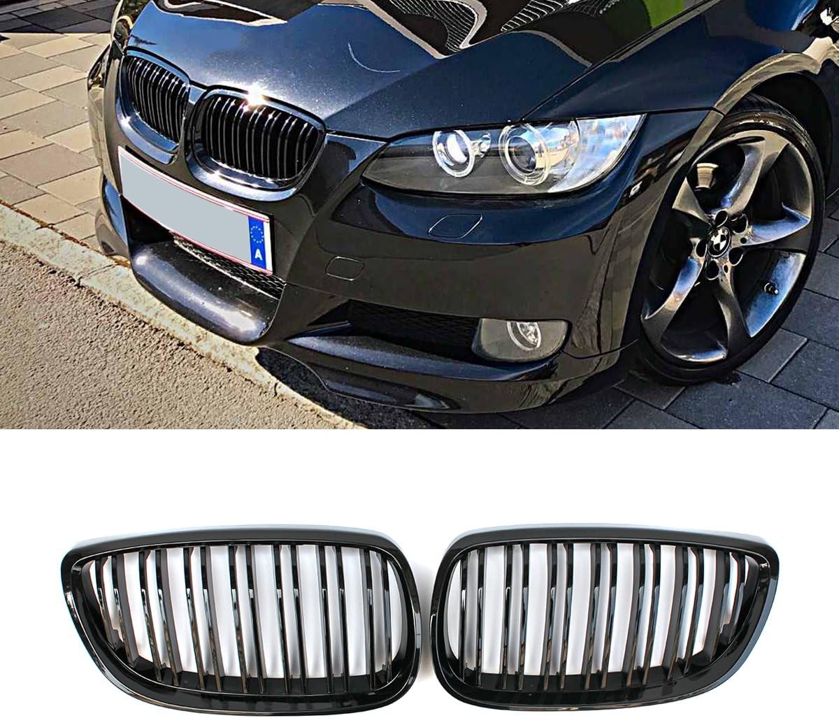 E92 Grille, ABS Front Kidney Grill Grille for BMW 3 Series E92 E93 M3 (Prefacelift 2006-2010, ABS (Gloss Black))