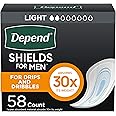 Depend Shields Incontinence Pads for Men, Light Absorbency, 58 Count (Packaging May Vary)