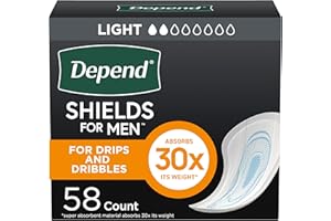 Depend Shields Incontinence Pads for Men, Light Absorbency, 58 Count (Packaging May Vary)