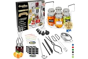 Canning Kit for Beginners of 11 - Canning Supplies Starter Kit with Rack, Jar Lifter, Funnel, Wrench, Tongs, Lid Lifter, Bubb