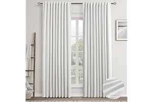 Nanspring Room Darkening Curtains 84 Inches Long for Bedroom Window Back Tab Light Block Out Curtains Modern Aesthetic Drapery Panels Off White Ivory Blackout Curtains Thermal Insulated Birch 52x84