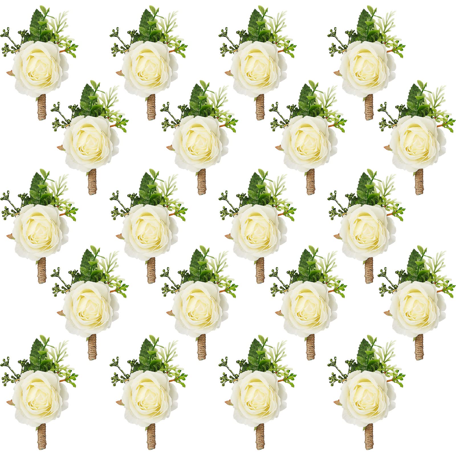 Photo 1 of Sherr 48 Pcs Wedding Rose Boutonnieres for Men Wedding Groomsmen Artificial Corsage Groom Boutonniere Artificial Faux Flower for Prom Ceremony Party Rustic Marriage (White)