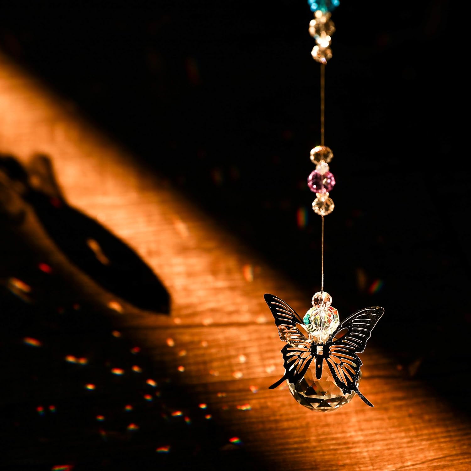 WEISIPU Crystal Hanging Decorations - Hanging Ornament Crystals Butterfly Suncatchers with Clear Crystal Ball for Home, Office, Garden Decoration, Window Decorations Hanging: Furniture & Decor