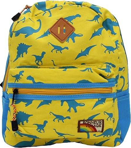 Amazon リュックサック カラフルカラー配色恐竜柄 キッズ イエロー リュックサック