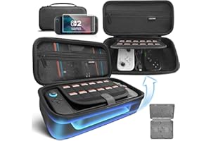 AceGamer for Nintendo Switch 2 Carrying Case with Screen Protector & Extra Game Card Case, 20 Games Cartridges Large Capacity Hard Shell Travel Pouch, Lightweight & Shockproof for Switch 2 Accessories