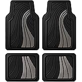 Road Comforts Car Floor Mats Full Set – Front & Rear Car Floor Mats with Aluminum Design, Anti-Slip Backing, All-Weather Protection, Trim-to-Fit Car Mats for Most Sedans, SUVs & Vans - Light Grey