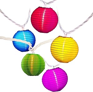 Incandescent Summer Outdoor Lantern String Lights Plug in, 10CT Lantern Lights String for Patio Set, Home Garden Room Decor, White Wire Stirng Decorative Lighting for Wedding Kitch Bedroom(Multi)