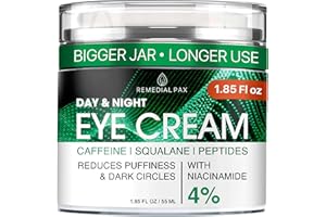 REMEDIAL PAX Eye Cream for Dark Circles and Puffiness, Bags Under Eyes Treatment, Anti-Aging Collagen Eye Cream for Wrinkles, Day & Night Caffeine Eye Cream with Niacinamide Dimethicone