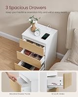 VASAGLE KAILYN Bedside Tables with Power Strip Set of 2 Cloud White Almond view 4