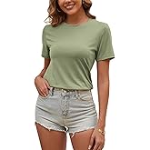 Eonvogueous Womens T Shirts Short Sleeve Crew Neck Shirts Basic Tee Tops Blouse Summer Casual Tee Tops S-XXL