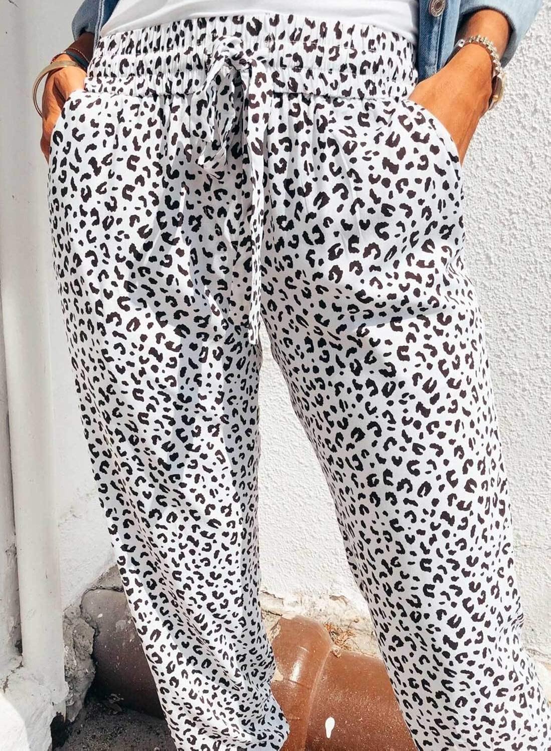 ROSKIKI Women's Summer Drawstring Elastic Waist Casual Solid Comfy Joggers Pants with Pockets: Clothing
