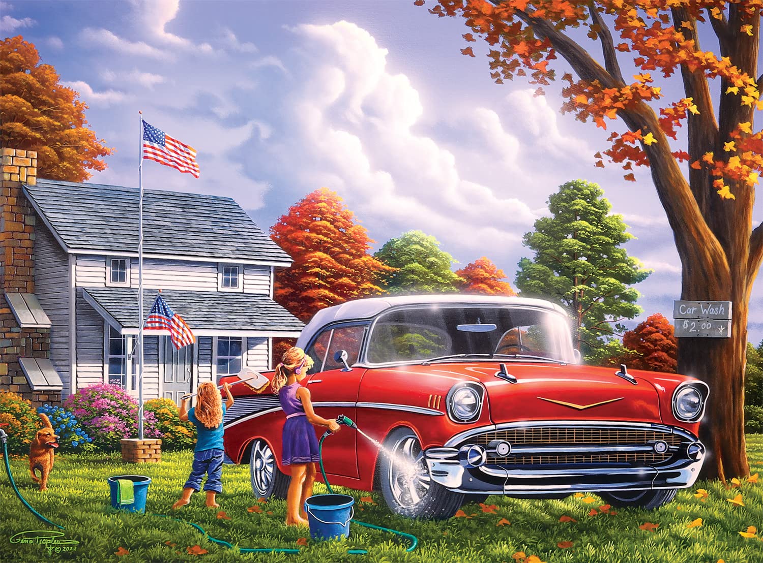 Buffalo Games - Geno Peoples - Classic Car Wash - 1000 Piece Jigsaw Puzzle