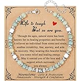 JoycuFF 𝗚𝗶𝗳𝘁𝘀 𝗳𝗼𝗿 𝗪𝗼𝗺𝗲𝗻 𝗠𝗼𝗼𝗻𝘀𝘁𝗼𝗻𝗲 𝗕𝗿𝗮𝗰𝗲𝗹𝗲𝘁 Amazonite Colorful Imperial Jasper Stainless Steel Beads Bracelets, Valentines Mothers Day Birthday Christmas Graduation Gifts