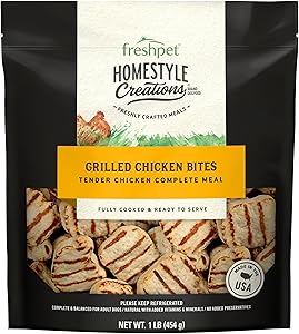 FreshPet Fresh Dog Food, Homestyle Creations Grilled Chicken Bites, Tender Chicken Complete Meal, 1lb