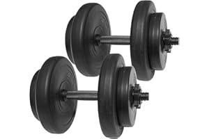 FITVIDS BalanceFrom Fitness 40 Pound All Purpose Vinyl Weight Dumbbell Set with 2.5 Pound and 7.5 Pound Weights and Collar Locks, 14 Piece Set, Black
