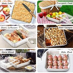 P&P CHEF Square Baking Cake Pan with Lid, Stainless