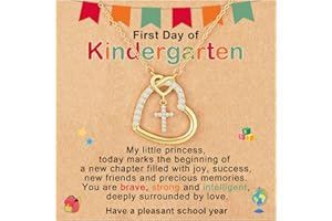 ESPVO First Day of Preschool/Kindergarten/1st Grade/2nd Grade/Back to School Necklace, Heart Cross Stuff Jewelry Gifts