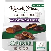 Russell Stover Sugar Free Assorted Caramels, 15.3 oz. Bag | Sugar free Christmas chocolate, candy bowls, Family size, chocolate bulk candy bag, Christmas gift, easy gifting