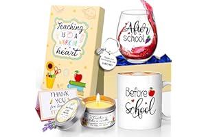 GEMWI Teacher Appreciation Gifts, Before After School 11oz Mug and 18oz Stemless Wine Glass, Teacher Gifts for Women, Back to School Gift for Teacher, Thank you Gifts for Teachers Retirement Birthday