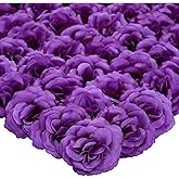 Bright Creations Artificial Roses Heads - 50 Pack, 3 in, Dark Purple Flowers, Stemless - Silk Roses for DIY Decor & Wedding Centerpieces