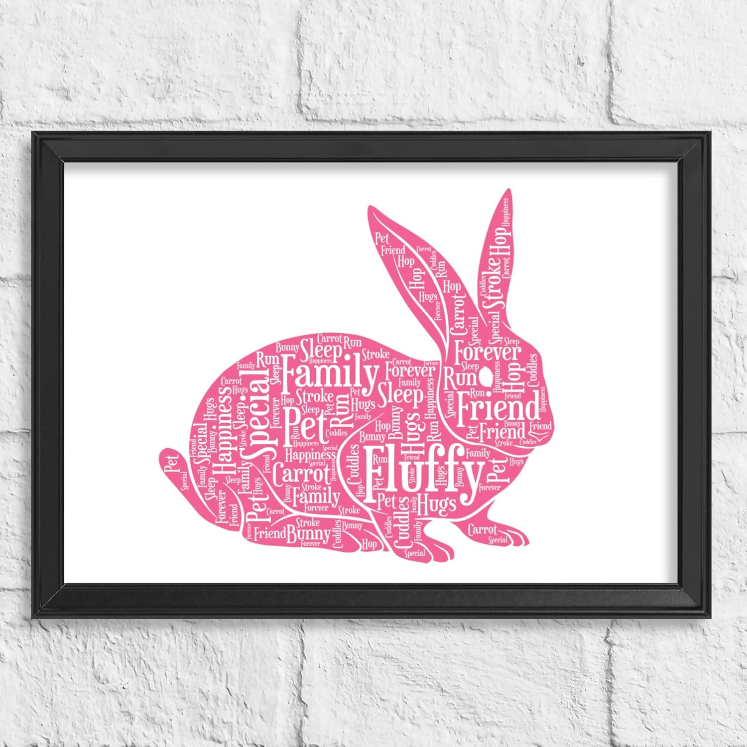 Personalised Rabbit Word Art Gift Print A5, A4, A3 Prints & Framed
