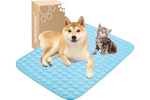 MICROCOSMOS Summer Cooling Mat & Sleeping Pad- Water Absorption Top, Materials Safe, Easy Carry, EZ Clean. Keep Cooling for Pets, Kids and Adults.(Blue, 28" x 22")