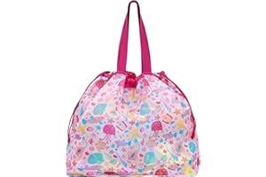 BRAINYBEES Extra Large Mesh Beach Bag with Drawstring - Lightweight Foldable Sand Toy Bag for Beach Travel Essentials, Seashell Rose Red