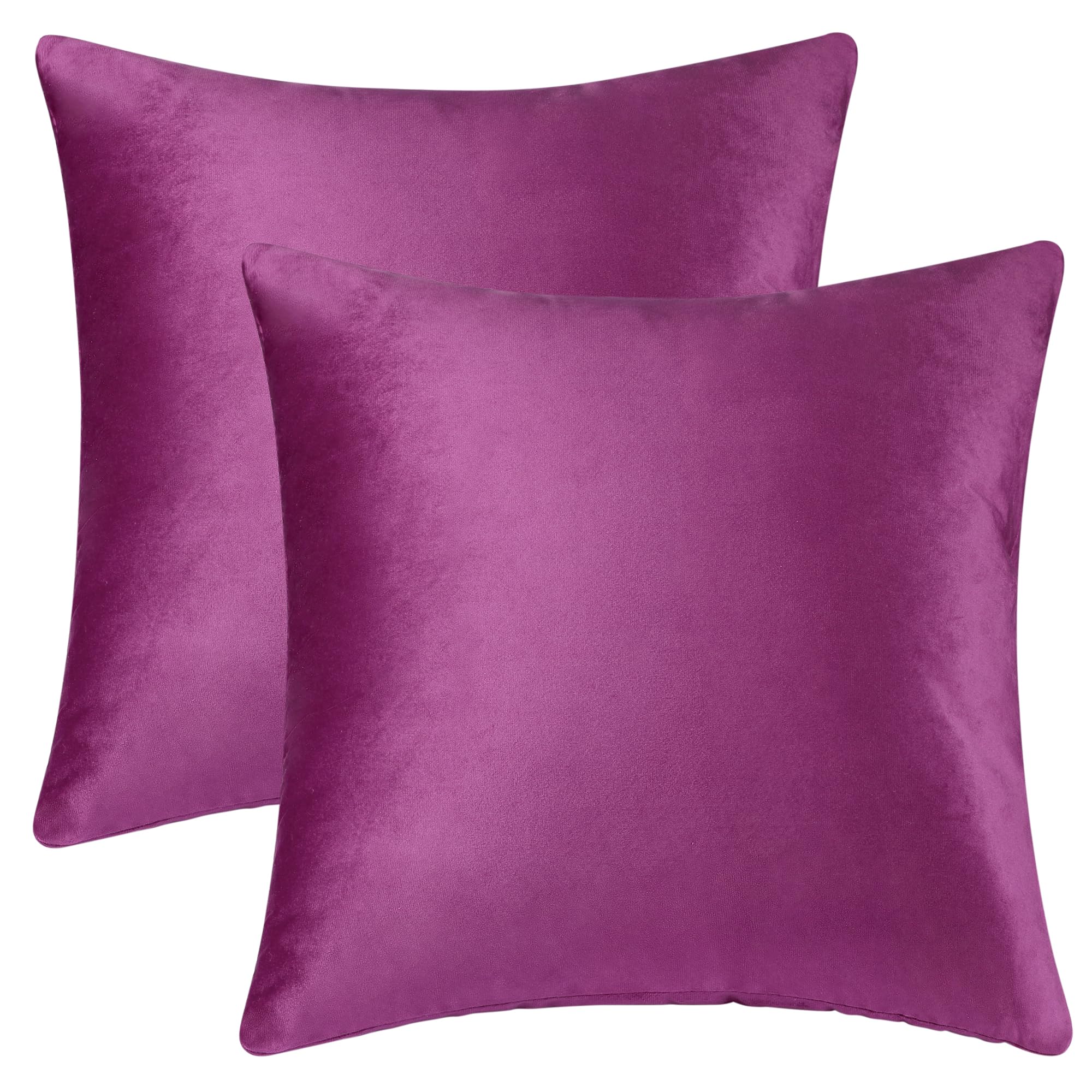 Uxcell Pack of 2 Velvet Decorative Pillow Covers Modern Solid Pillow Covers for Couch Sofa Home Purple 45 x 45 cm