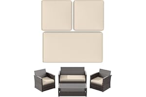 Snubbull 3 Pack Outdoor Patio Seat Cushions Replacement Covers Fit for 4 Pieces 4-Seater Wicker Rattan Patio Conversation Set Loveseat Chair Couch Furniture,36x18x2,18x18x2,Cream-Cover Only