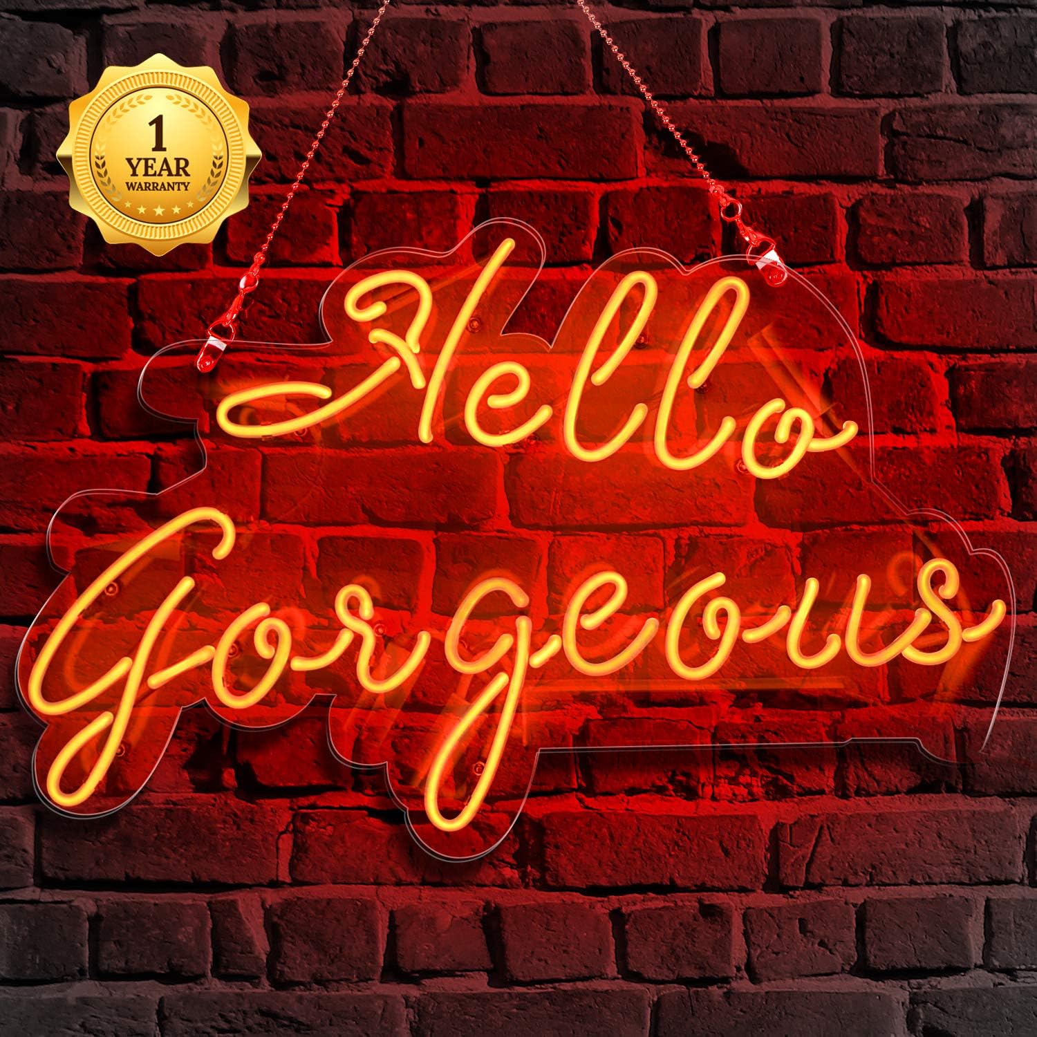 Neon Signs Hello Gorgeous Pink Neon Light Sign Hanging Neon Wall Sign Neon Girls Sign Led Neon Words for Wall Bedroom Room Decor Bar Beer Party Holiday Wedding Decoration Sign
