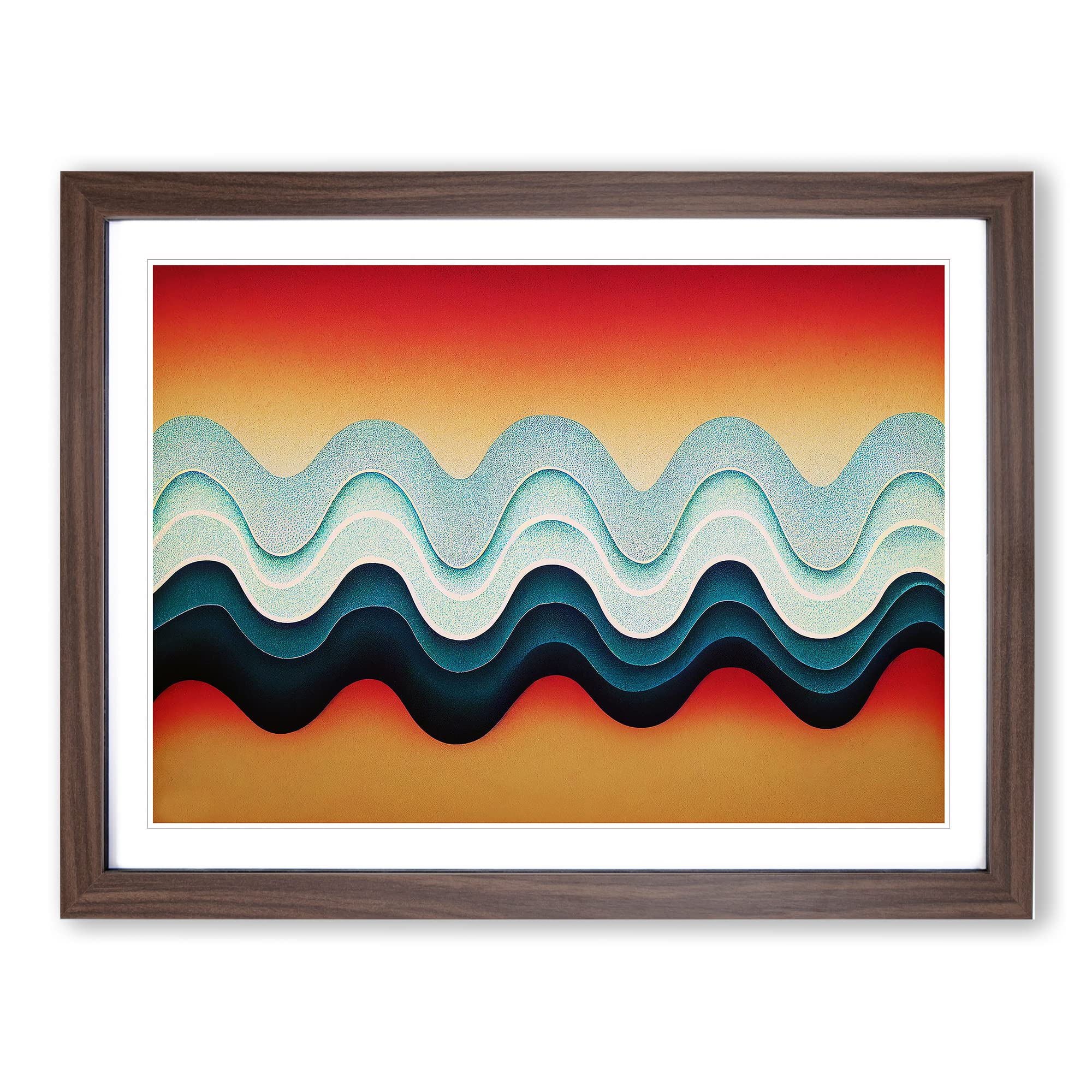 Audio Soundwaves Abstract Framed Print | A4 Walnut Framed Wall Art | Ready to Hang | Abstract Fantasy Picture | Living Room Bedroom Lounge Office