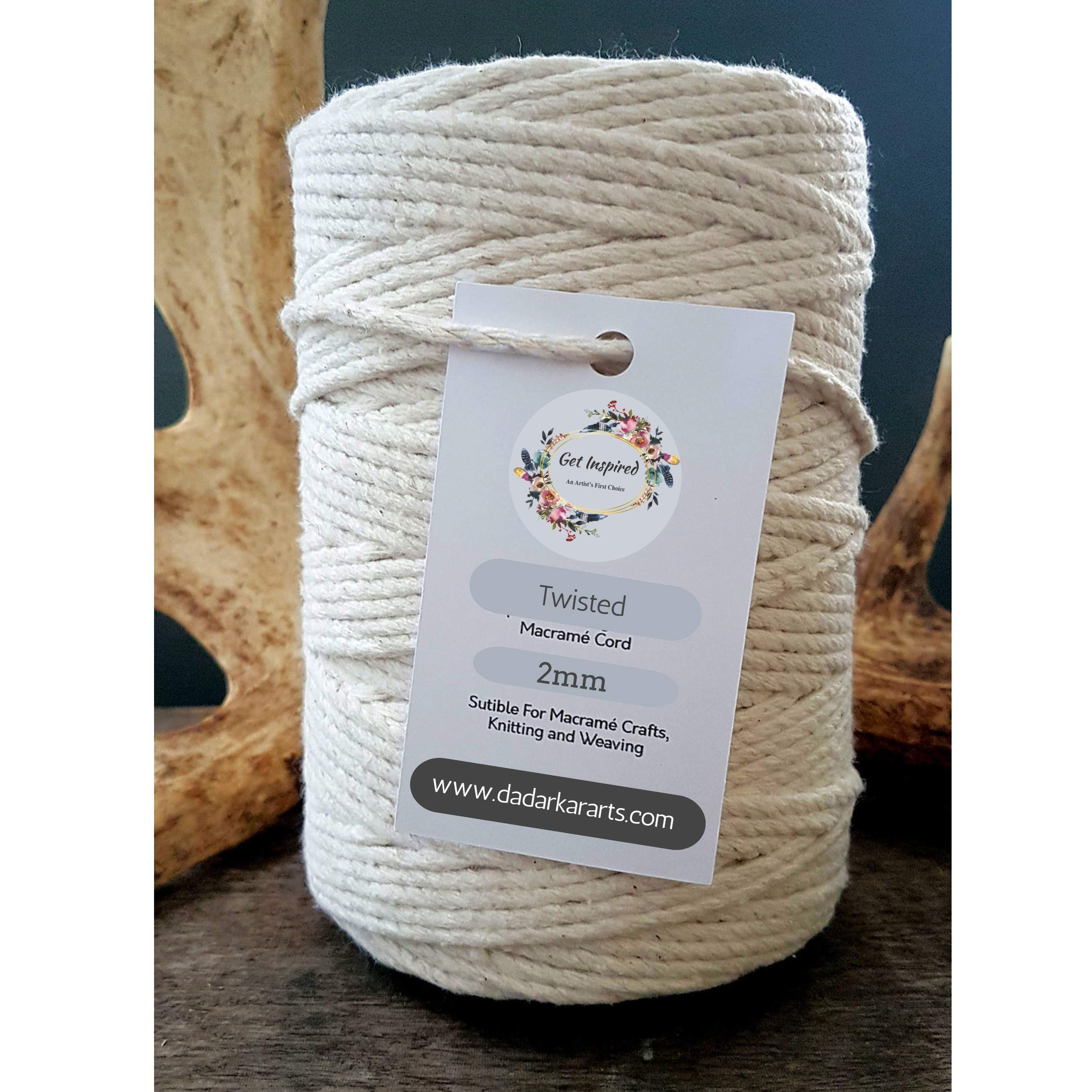 Get InspiredGet Inspired Cotton Macrame Cord, 2 mm/120 m, Natural White
