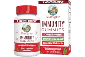 MARYRUTH ORGANICS Mary Ruth's 5-1 Immunity Gummies with Elderberry for Kids & Adults | Cherry | Pectin Based | Vegan | 90 Count