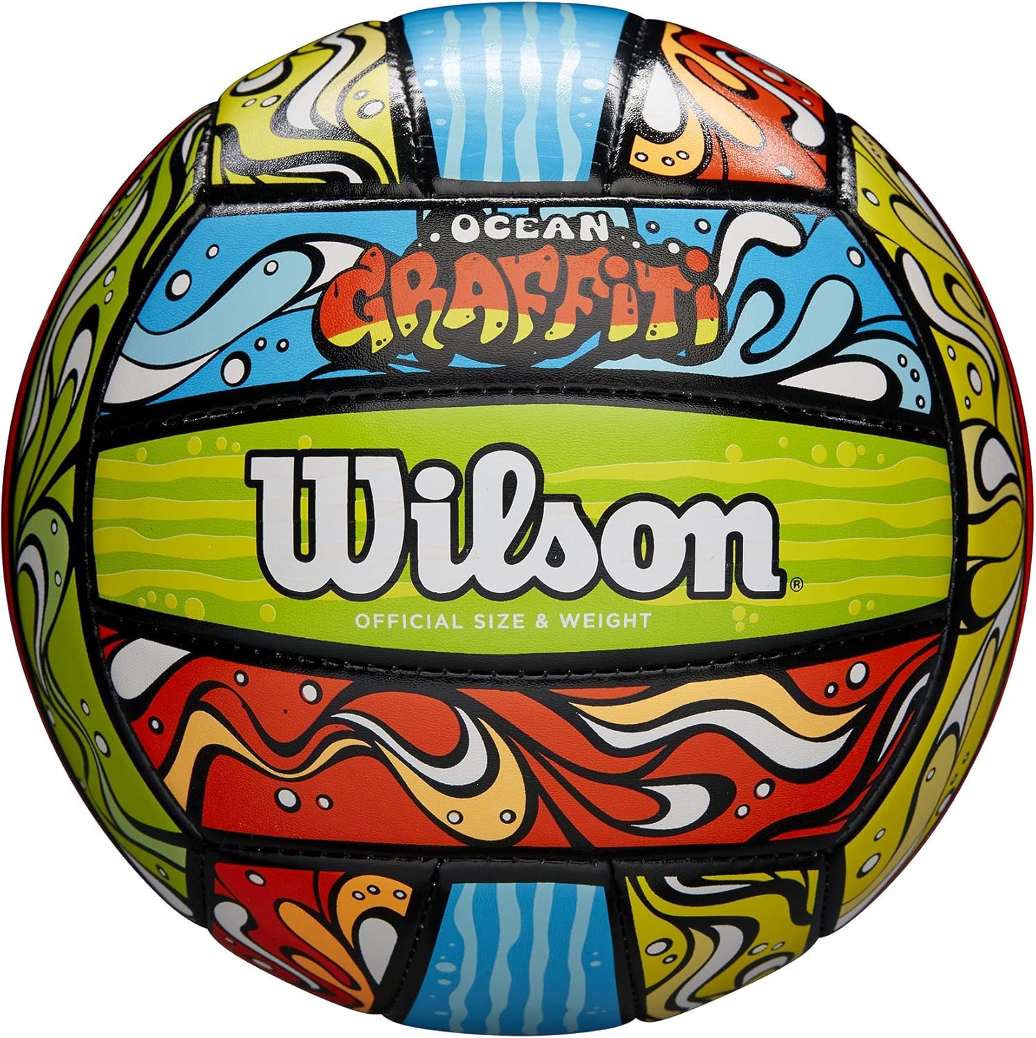 Wilson Graffiti Volleyball - Green/Orange/Blue (WTH40119ID) : Sports & Outdoors