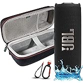 JBL Flip 7 Portable Bluetooth Speaker, IP68 Waterproof, Dustproof, Drop-Proof, PushLock System, AI Sound Boost, 16H Battery, Megen Hardshel Protection Case (Black)
