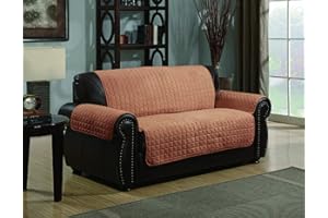 KASHI HOME Quilted Micro Suede Pet Dog Couch Sofa Furniture Protector Cover, Kashi, 5 Colors, 3 Sizes (Love Seat 88" X 71", Camel)
