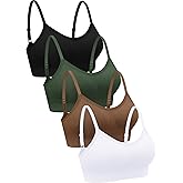 Geyoga 4 Pieces Neck Bralettes Wireless Cami Bra Tank Top Sports Bra for Women Girls
