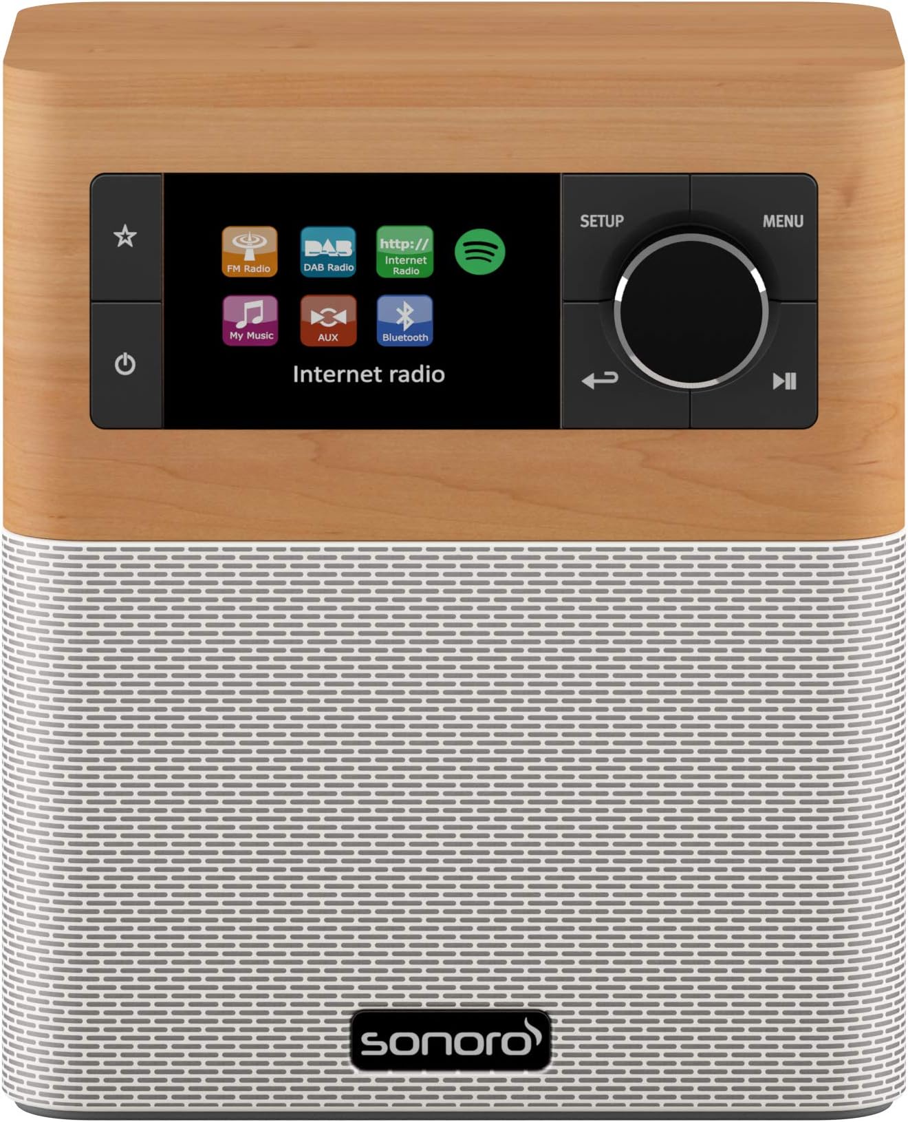 SONORO STREAM Multi-Room FM/DAB/DAB+ Internet Radio and Wi-Fi Receiver with Bluetooth - Maple/White
