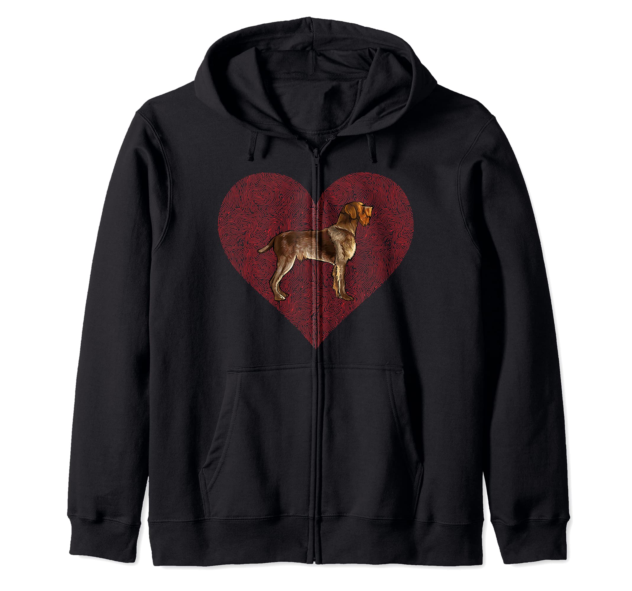 Wirehaired Pointing Griffon Valentines Day Dog Love Heart Zip Hoodie