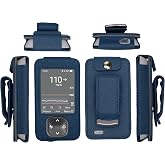 Fitted Leather Case W/Screen Protector (Lanyard Included) for Dexcom G7 / G6 Receiver (NBlue)