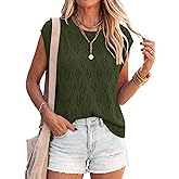PRETTYGARDEN Crochet Tops for Women 2026 Summer Sweater Vest Knit Cap Sleeve Hollow Out Tank Coverup Spring Fashion Clothing