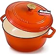 MÜELLERHOME 6 Quart Enameled Cast Iron Dutch Oven for Bread Baking, Heavy-Duty Oven-Safe up to 500° F, & Across All Cooktops, House Warming Gifts New Home, Cast Iron Cookware, Gifts for Women, Orange