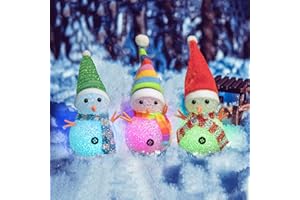 YAKii Christmas Decorations 7.3'' LED Snowmen Lamp Color Changing with Colorful Hat & Scarf Christmas Desk Decoration for Battery Operated Indoor Home Christmas Decorations Indoor,Set of 3