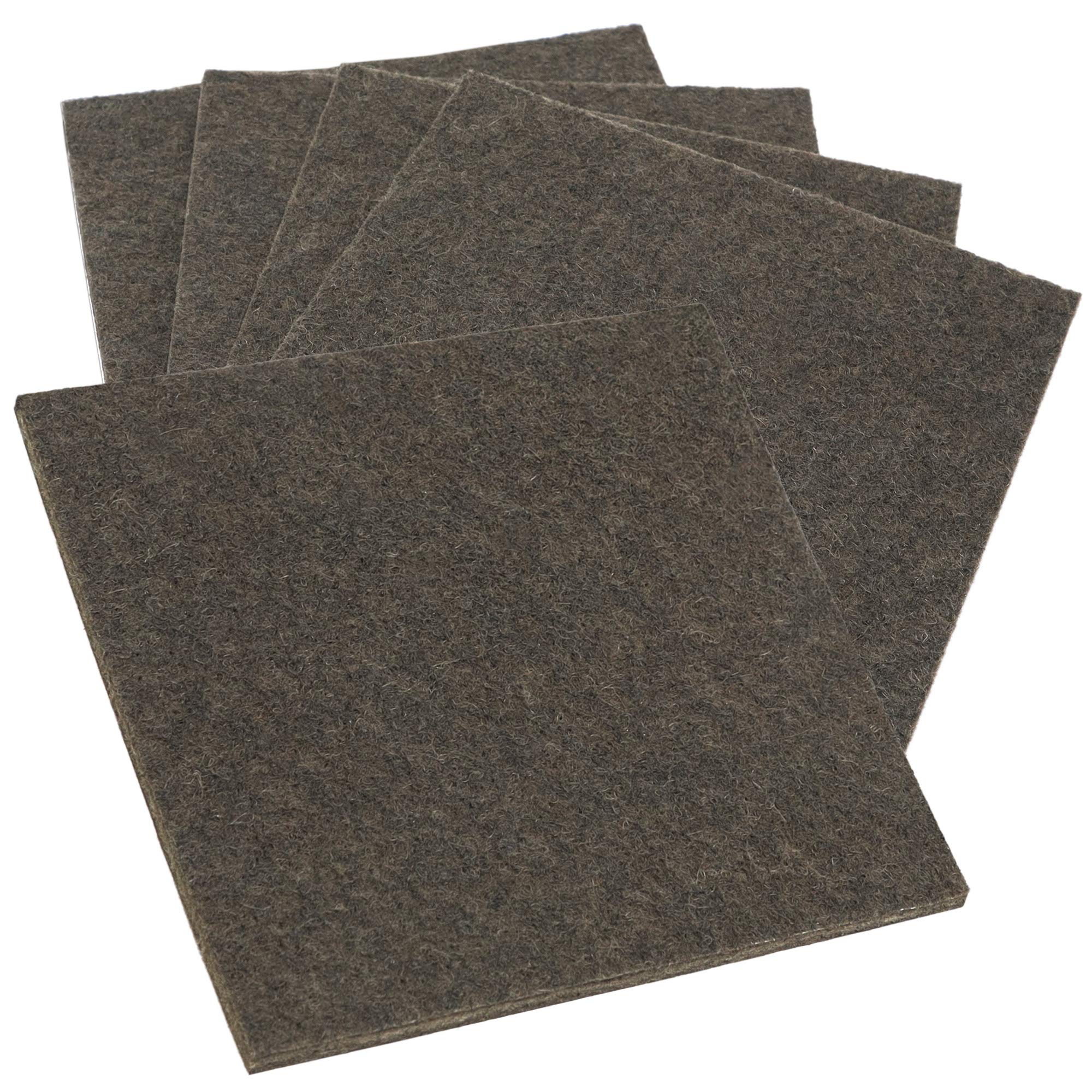Adsamm® / 5 x self-stick felt pads / 3.94'' x 3.94'' (100x100 mm) / brown / square / felt thickness of 0.138''(3.5 mm) / self-adhesive furniture glides in top-quality